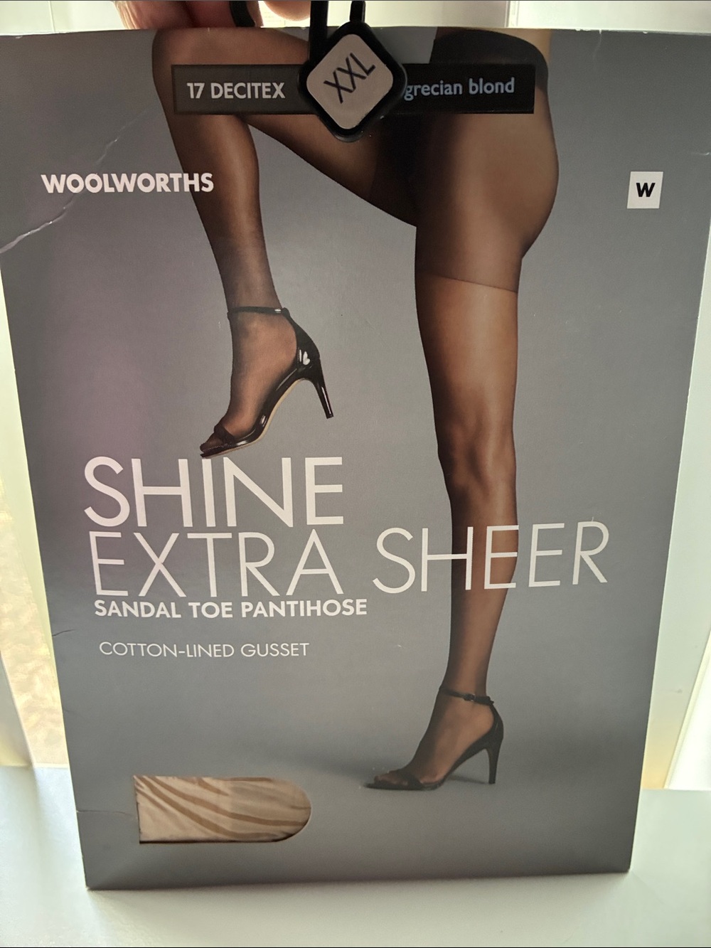 Woolworths Grecian Blond Shine Extra Sheer Sandal-Toe Pantyhose-XXL